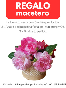 1 - Compra 5 o más productos y AÑADE después esta ficha de 1 macetero = 0€