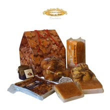 Cargar imagen en el visor de la galería, Cesta gourmet La Golosa con dulces pasiegos artesanales de Cantabria. Sobaos Etelvina.
