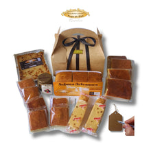 Cargar imagen en el visor de la galería, Regala la caja pasiega Tradición con sobaos pasiegos, quesada y dulces artesanales de Cantabria.
