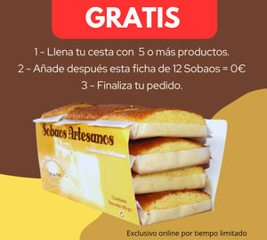 1 - Compra 5 o más productos y AÑADE después esta ficha de 12 Sobaos = 0€