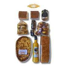 Cargar imagen en el visor de la galería, Pack gourmet de Cantabria con sobaos pasiegos artesanos, quesada pasiega, anchoas de Santoña, crema de orujo y dulces pasiegos Etelvina.
